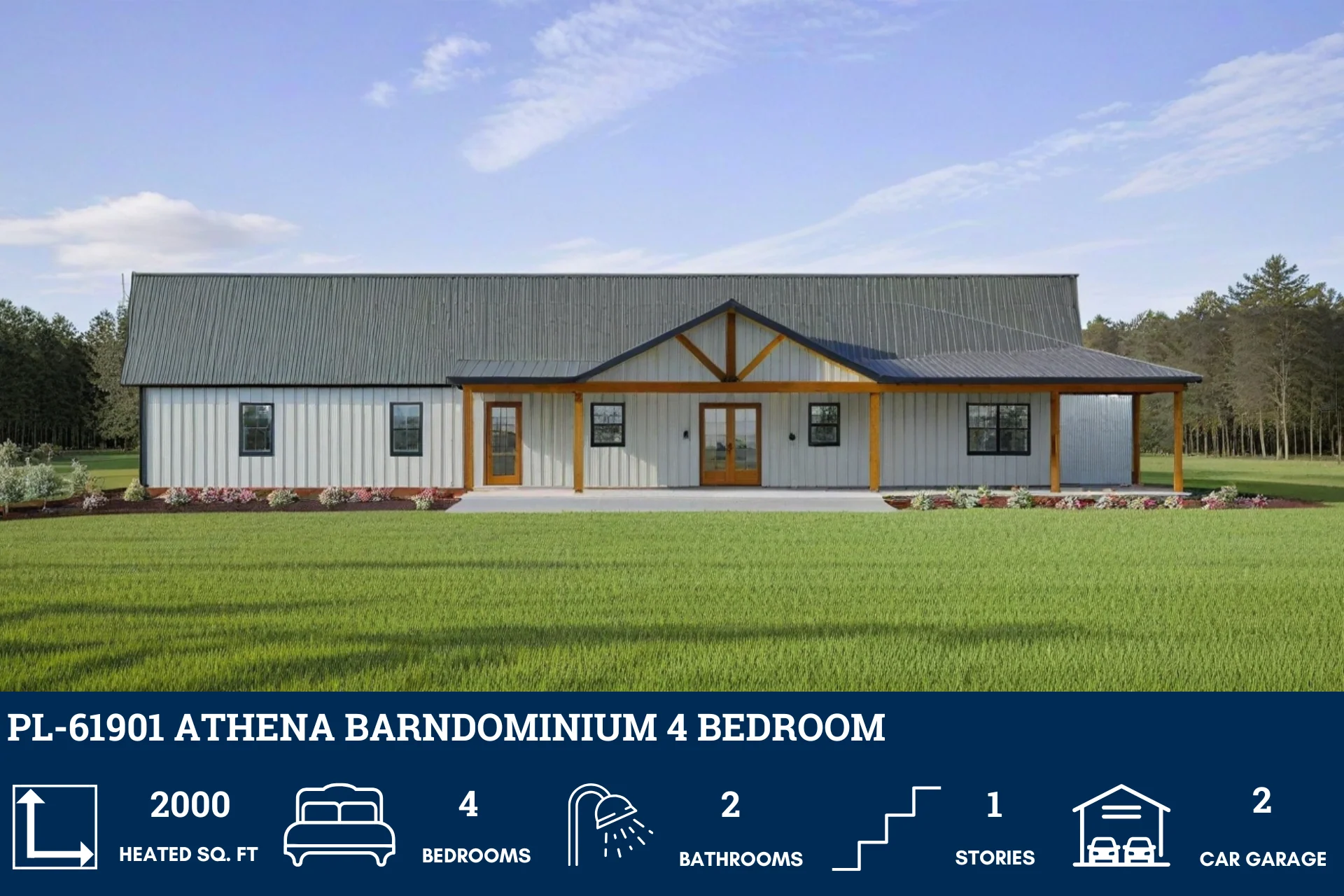 PL-61901 Athena Barndominium House Plan - Image 7