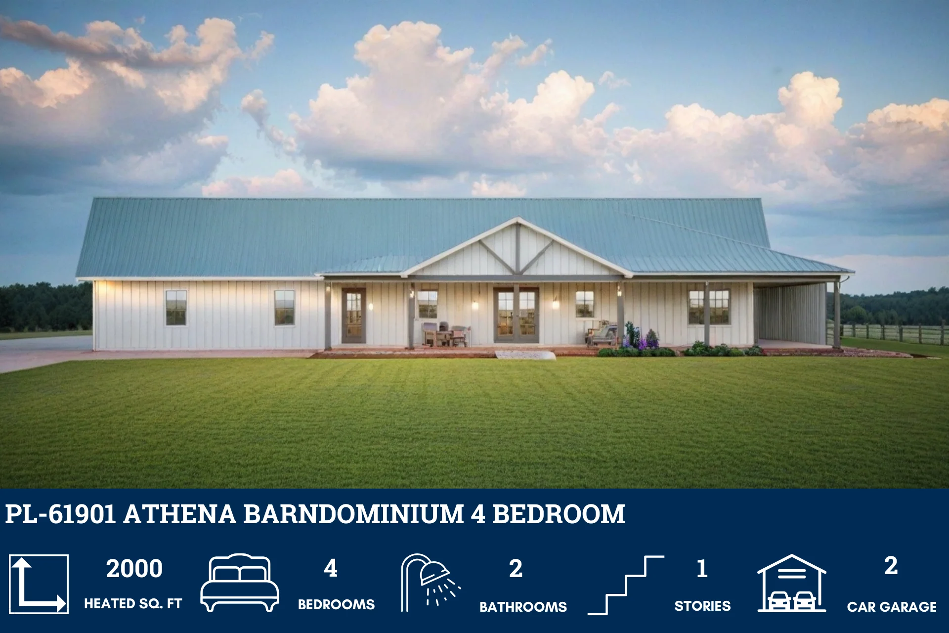 PL-61901 Athena Barndominium House Plan - Image 8