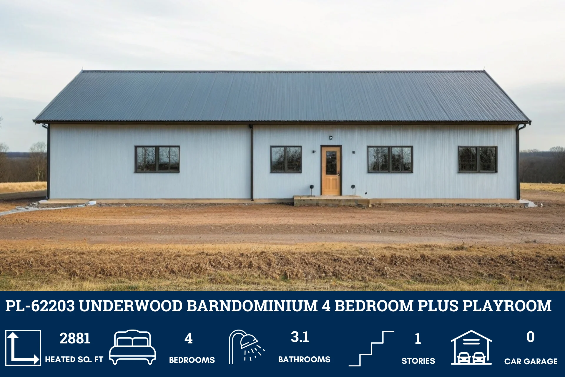 PL-62203 Underwood Barndominium House Plans - Image 2