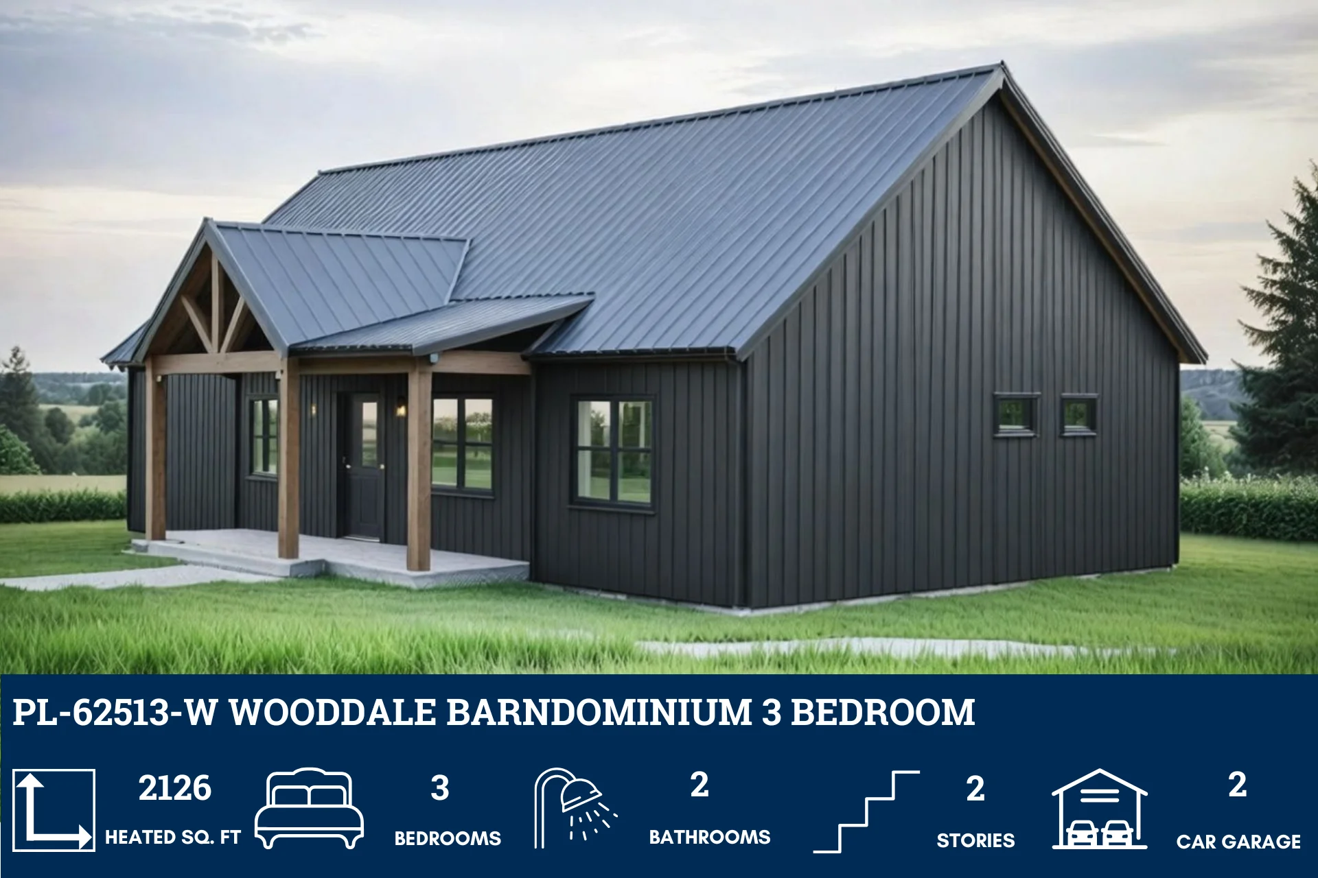 PL-62513-W Wooddale Barndominium House Plan - Image 7