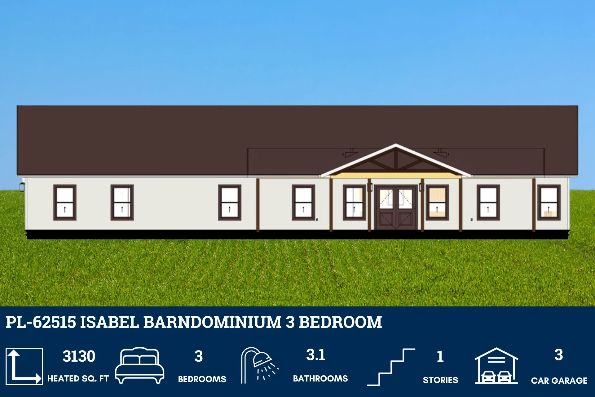 PL-62515 Isabel Barndominium House Plan - Image 3