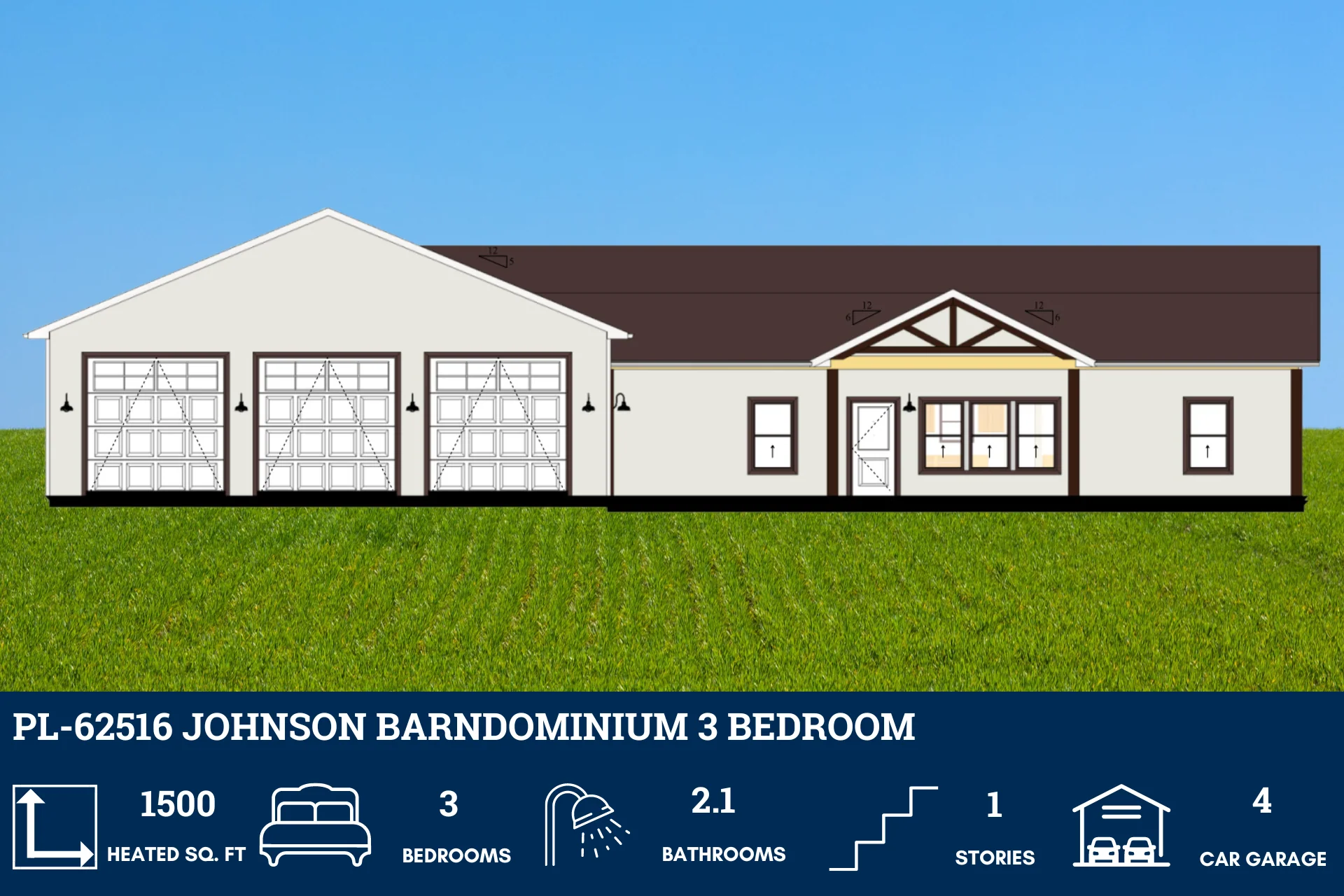 PL-62516 Johnson Barndominium House Plan - Image 11