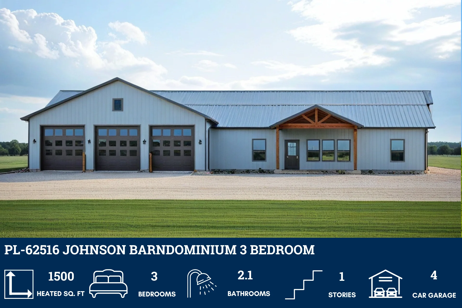 PL-62516 Johnson Barndominium House Plan - Image 12