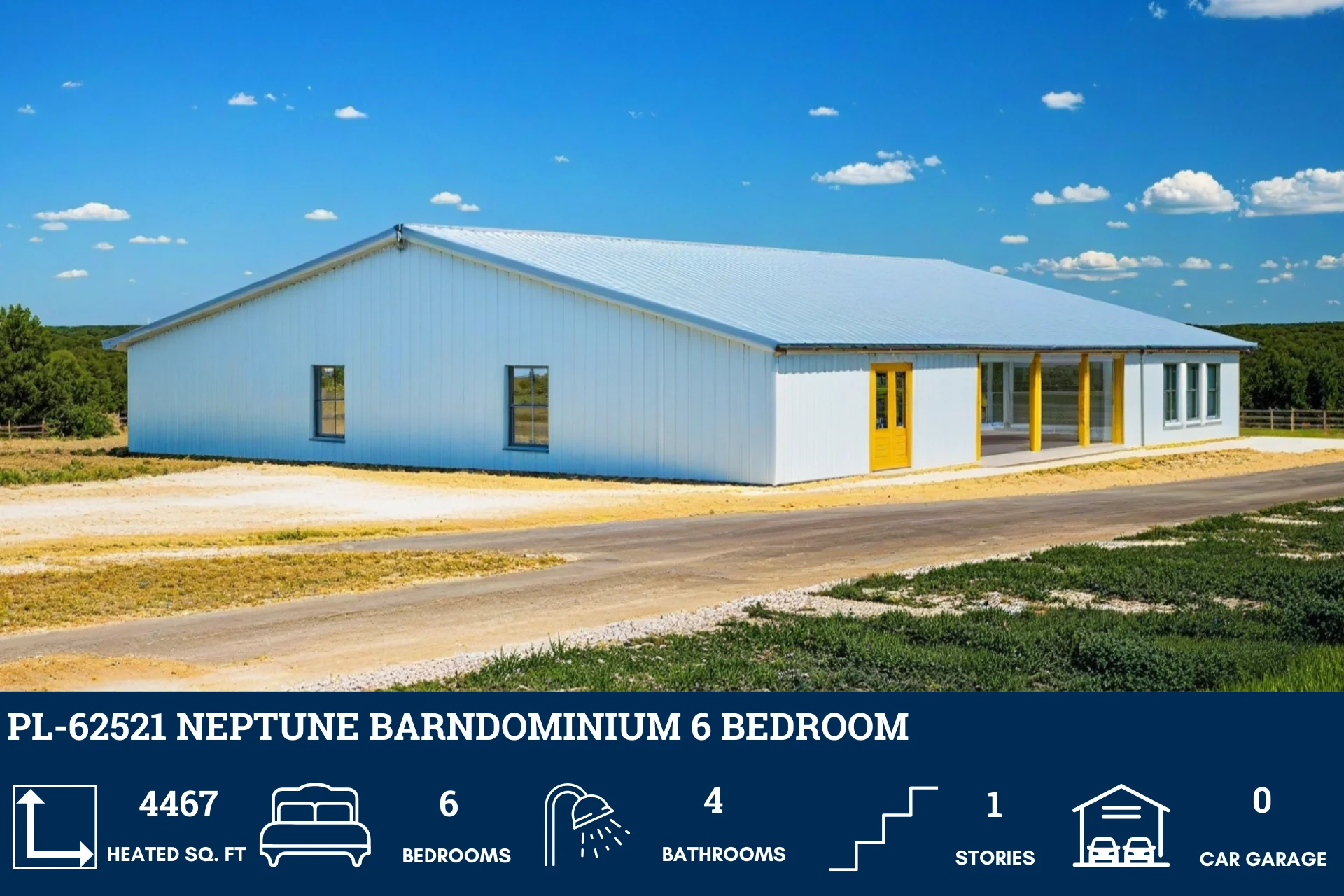 PL-62521 Neptune Barndominium House Plan - Image 3