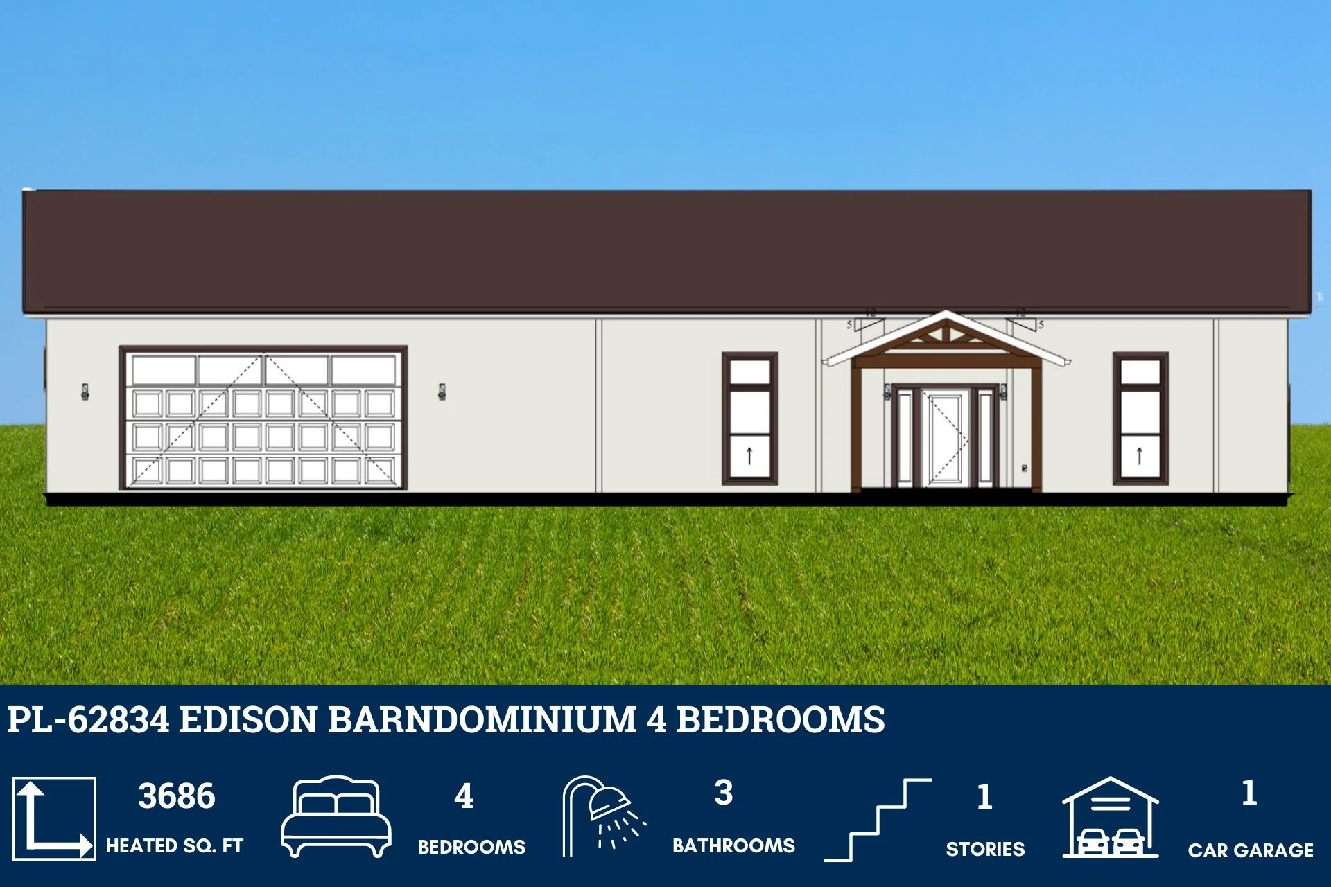 PL-62834 Edison Barndominium House Plan - Image 4