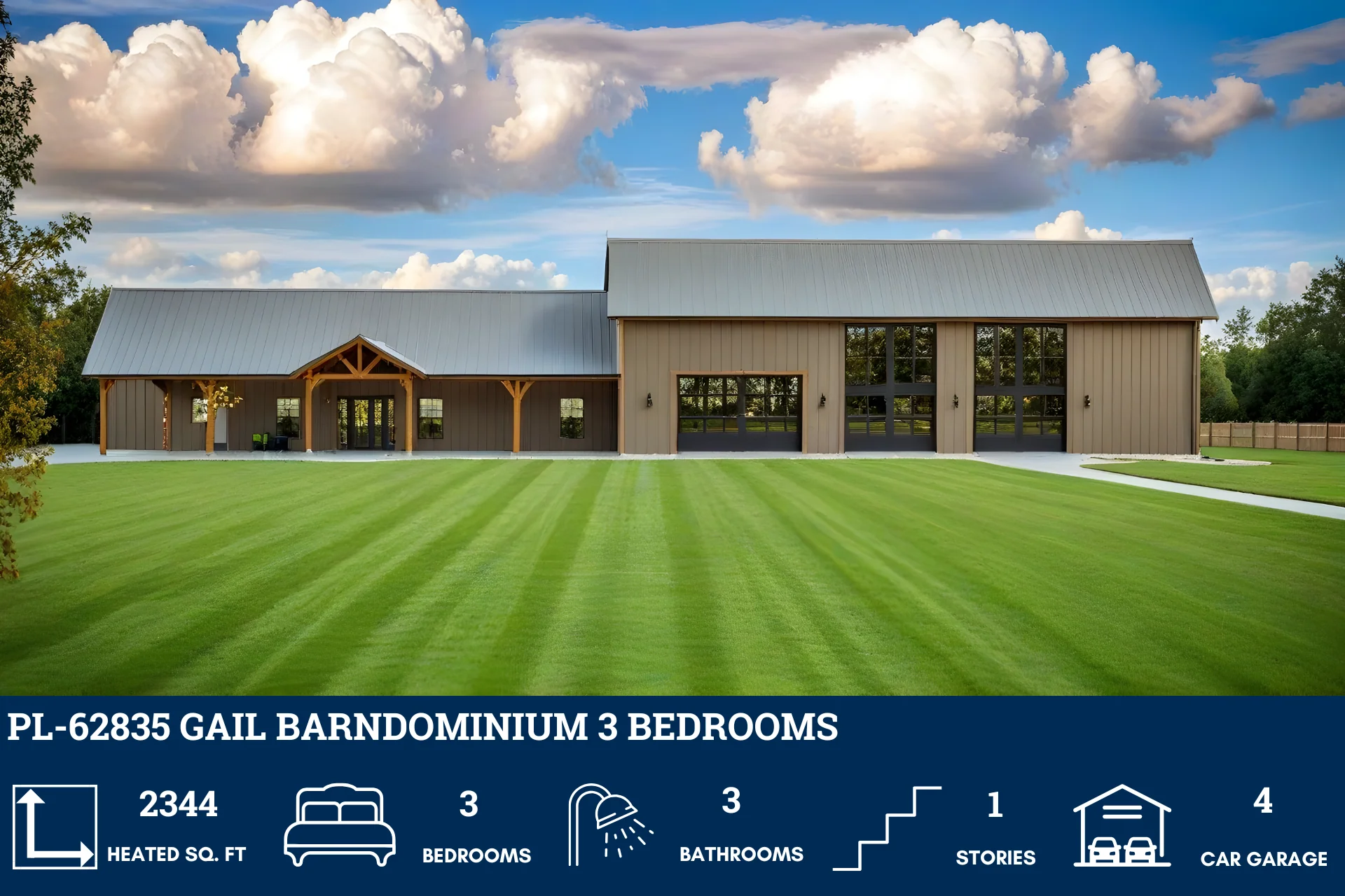PL-62835 Gail Barndominium House Plan - Image 3
