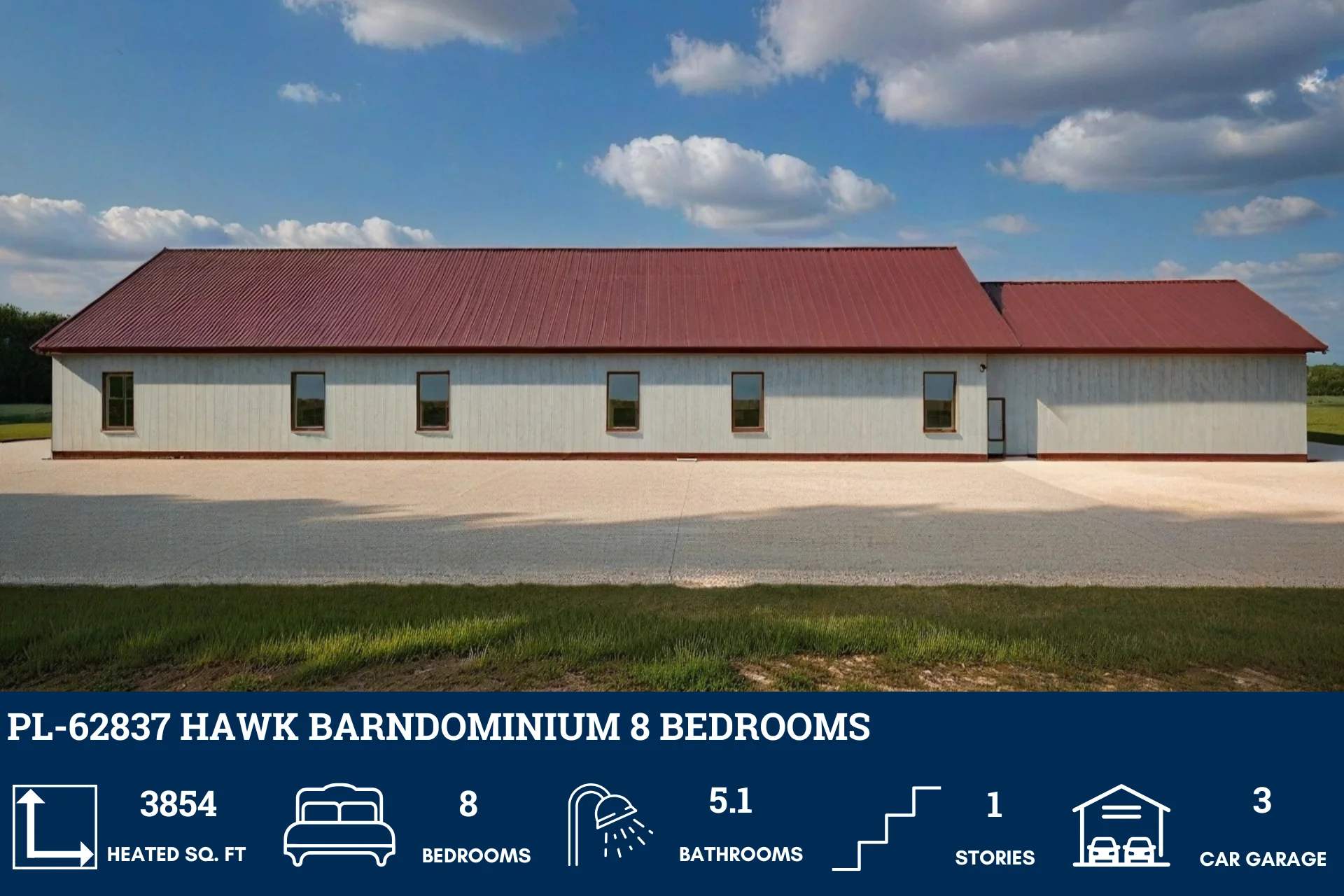 PL-62837 Hawk Barndominium House Plan - Image 3