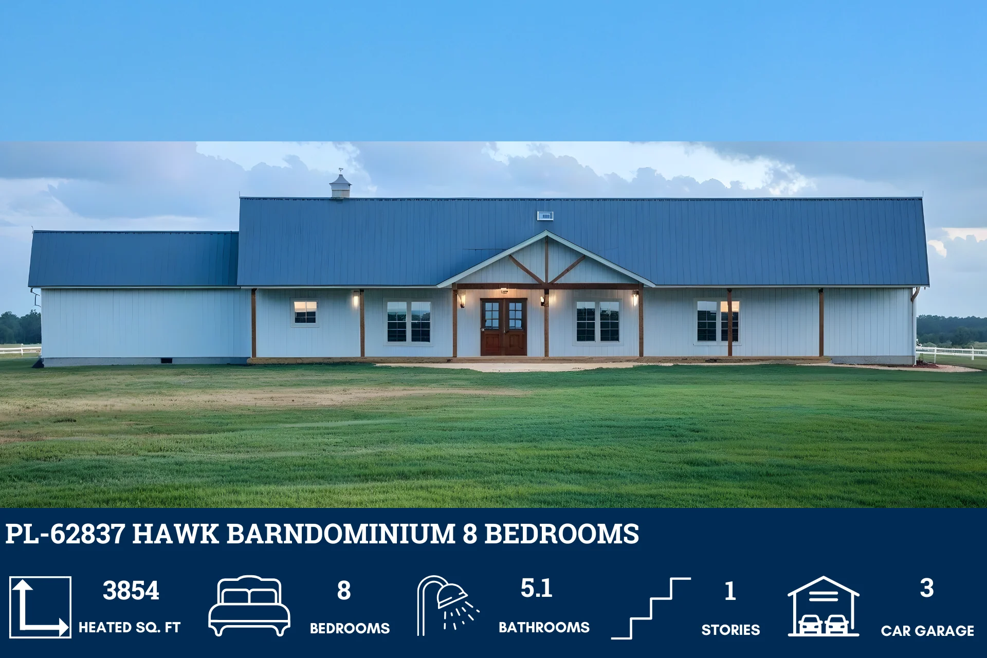 PL-62837 Hawk Barndominium House Plan - Image 4