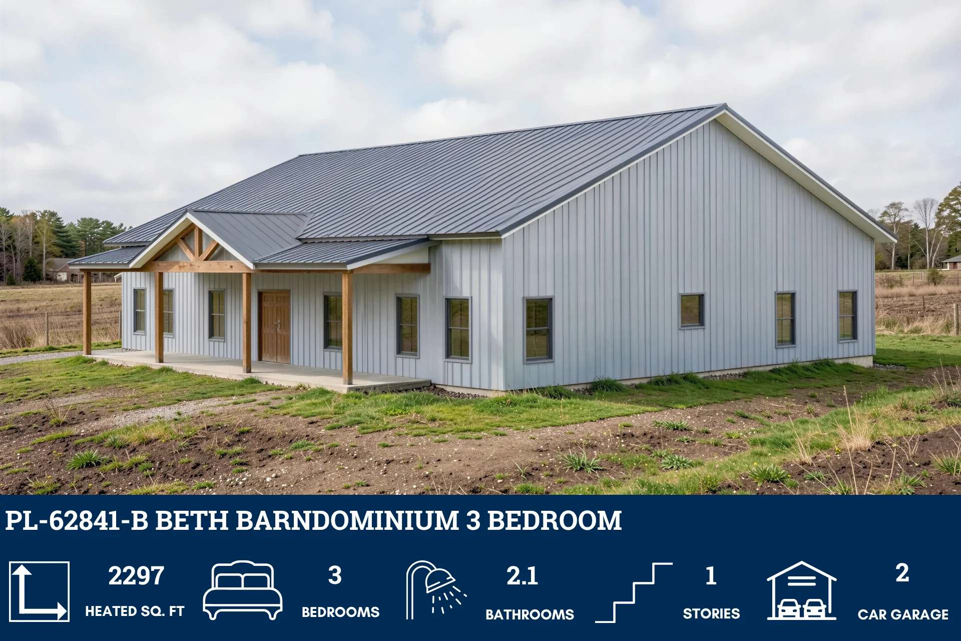 PL-62841-B Beth Barndominium House Plan - Image 2