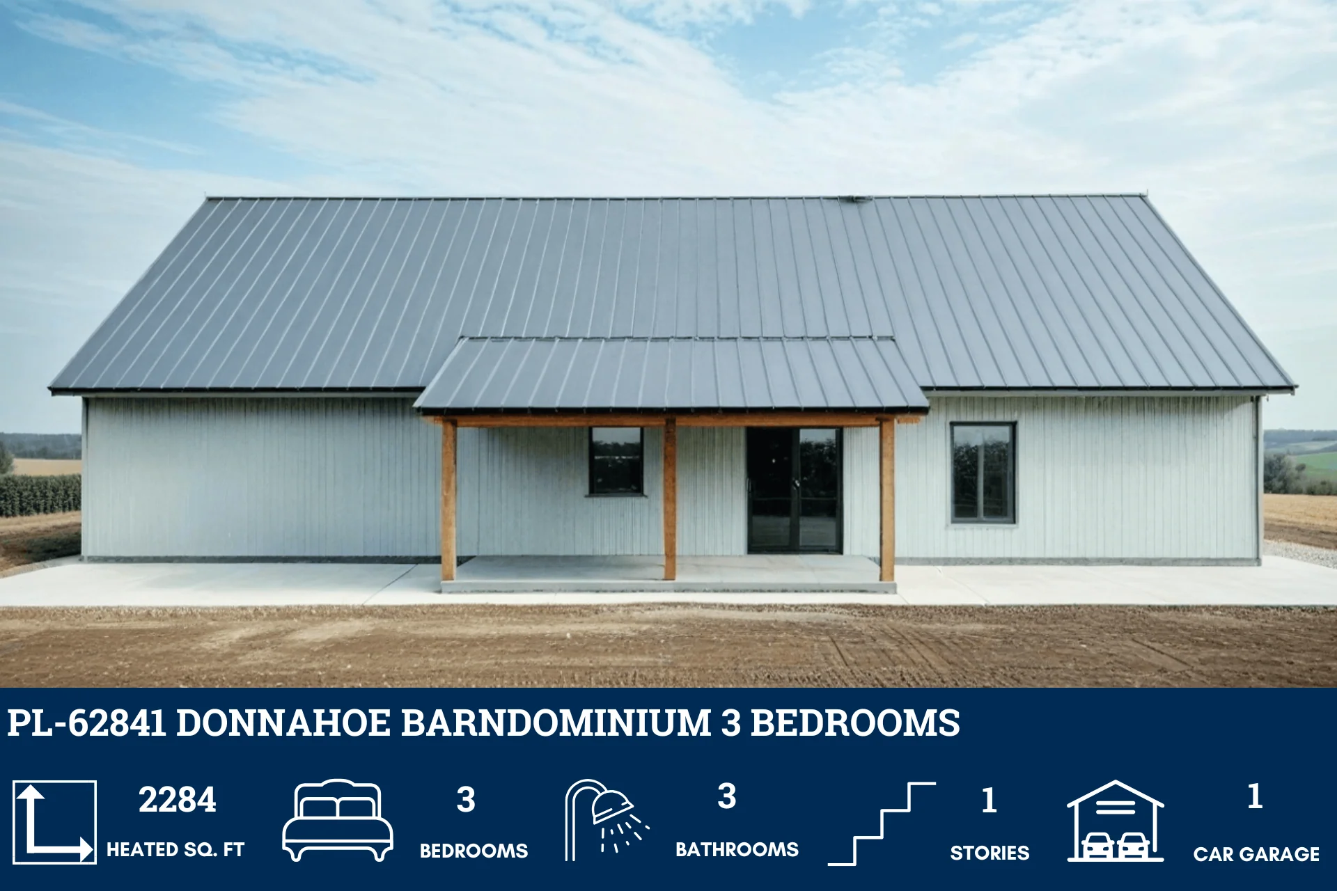 PL-62841 Donnahoe Barndominium House Plan - Image 2