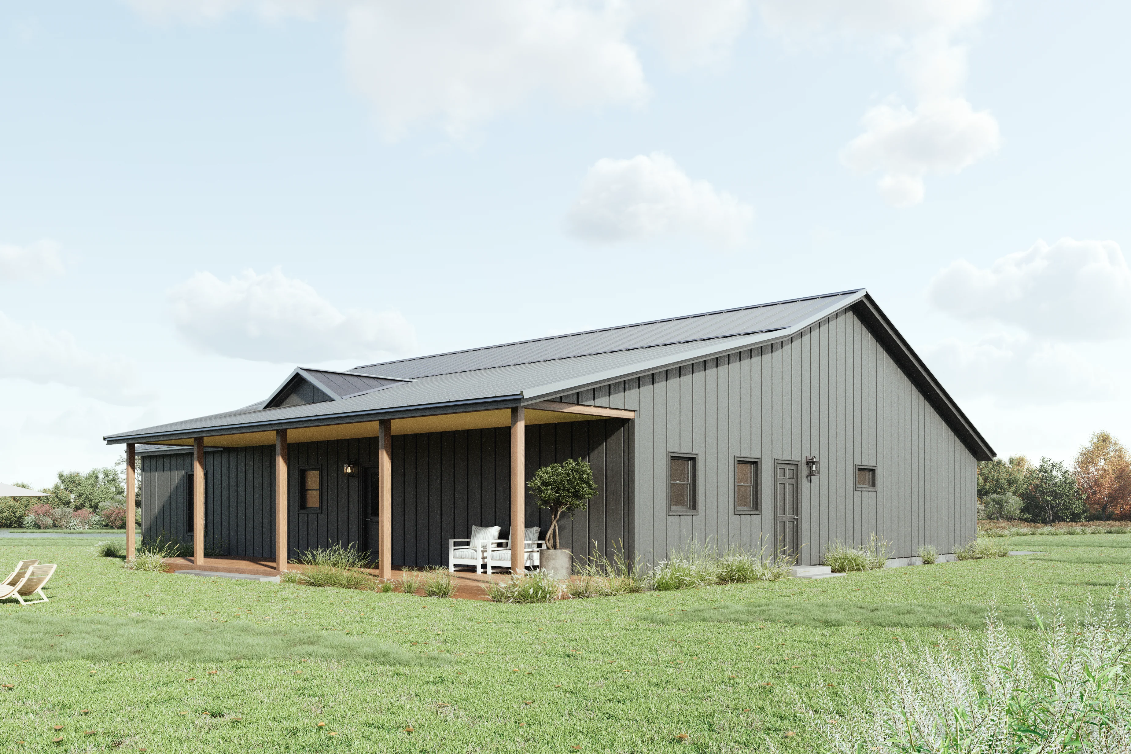 PL-62842 Long Barndominium House Plan - Image 3