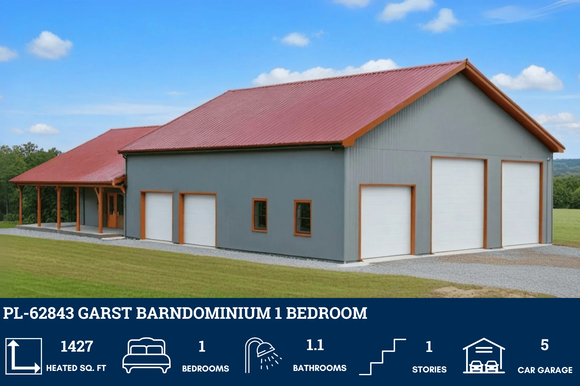 PL-62843 Garst Barndominium House Plan - Image 3