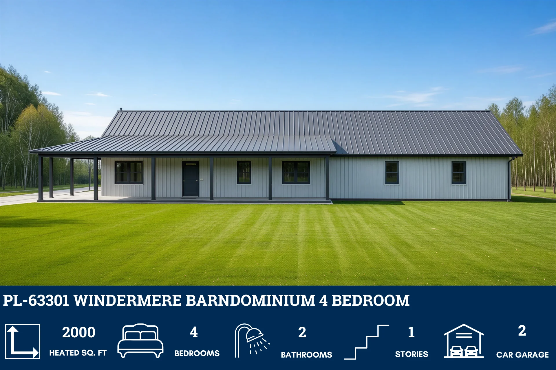 PL-63301 Windermere Barndominium House Plan - Image 3