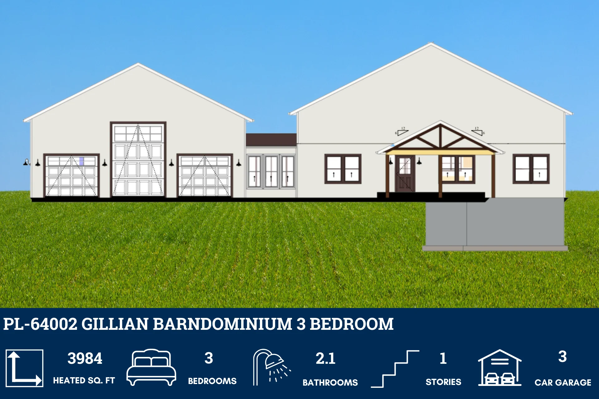 PL-64002 Gillian Barndominium House Plan - Image 7