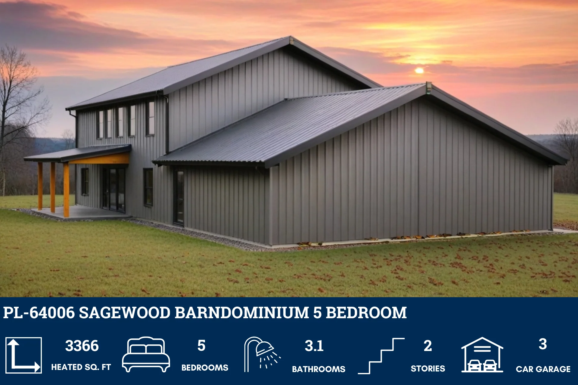 PL-64006 Sagewood Barndominium House Plan - Image 4