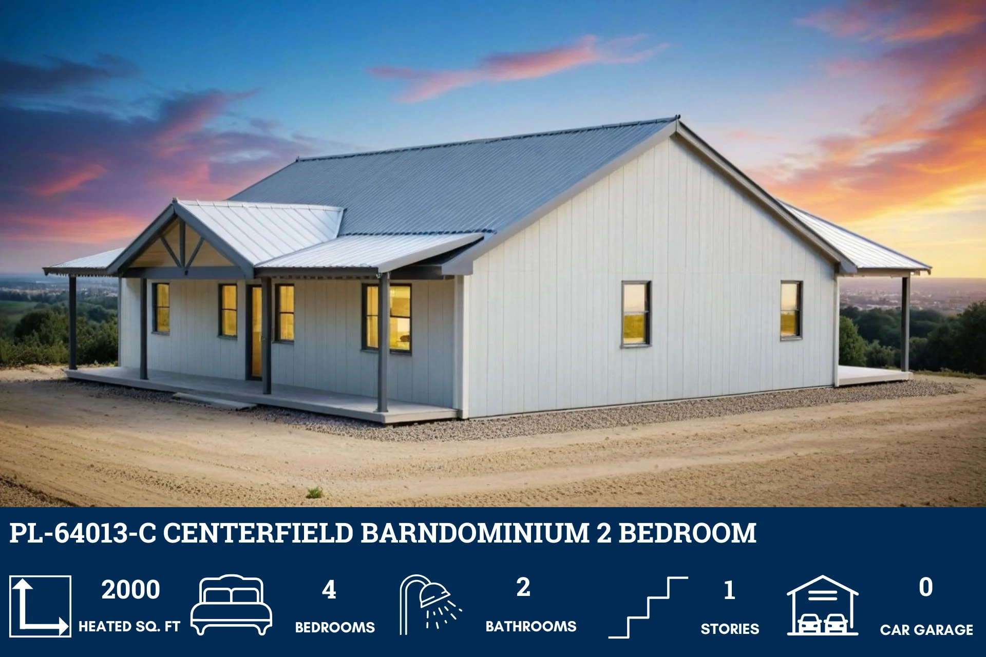 PL-64013-C Centerfield Barndominium House Plan - Image 2
