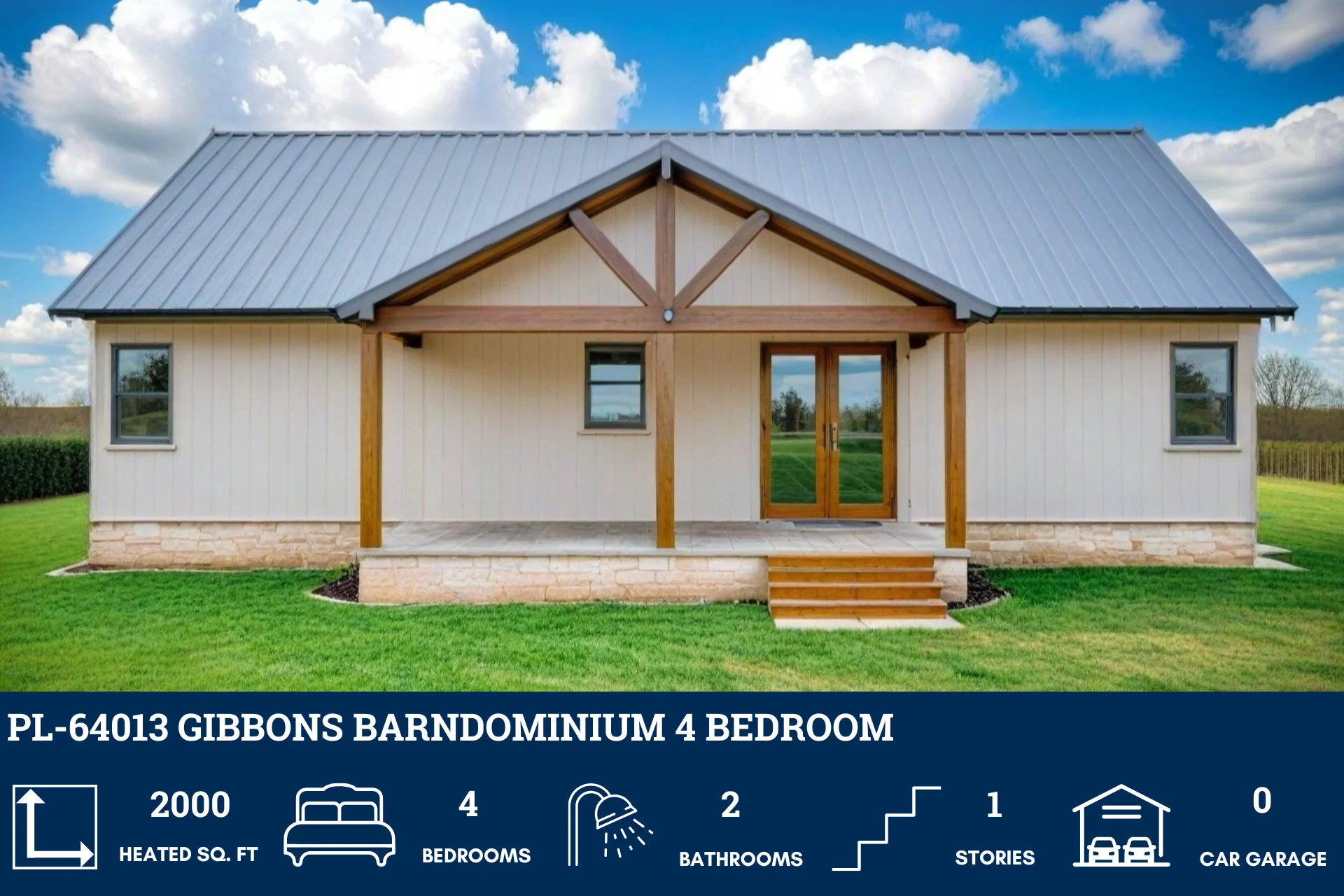 PL-64013 Gibbons Barndominium House Plan - Image 2