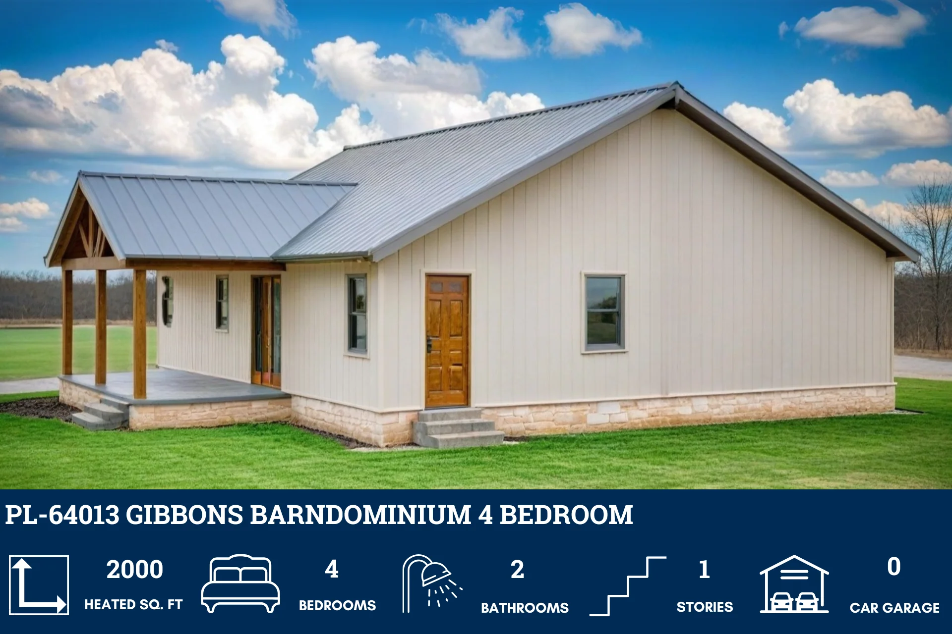 PL-64013 Gibbons Barndominium House Plan - Image 3
