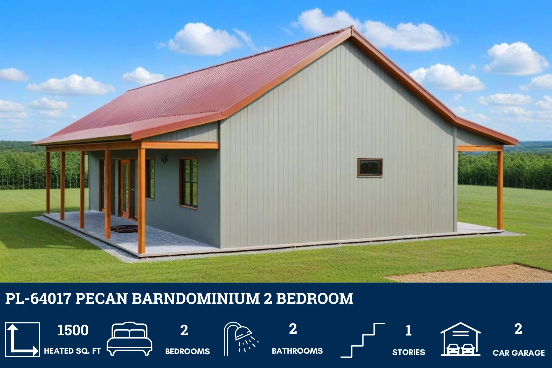 PL-64017 Pecan Barndominium House Plan - Image 3