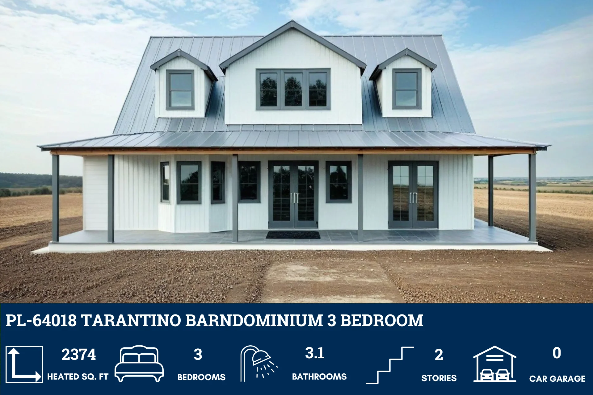 PL-64018 Tarantino Barndominium House Plan - Image 3