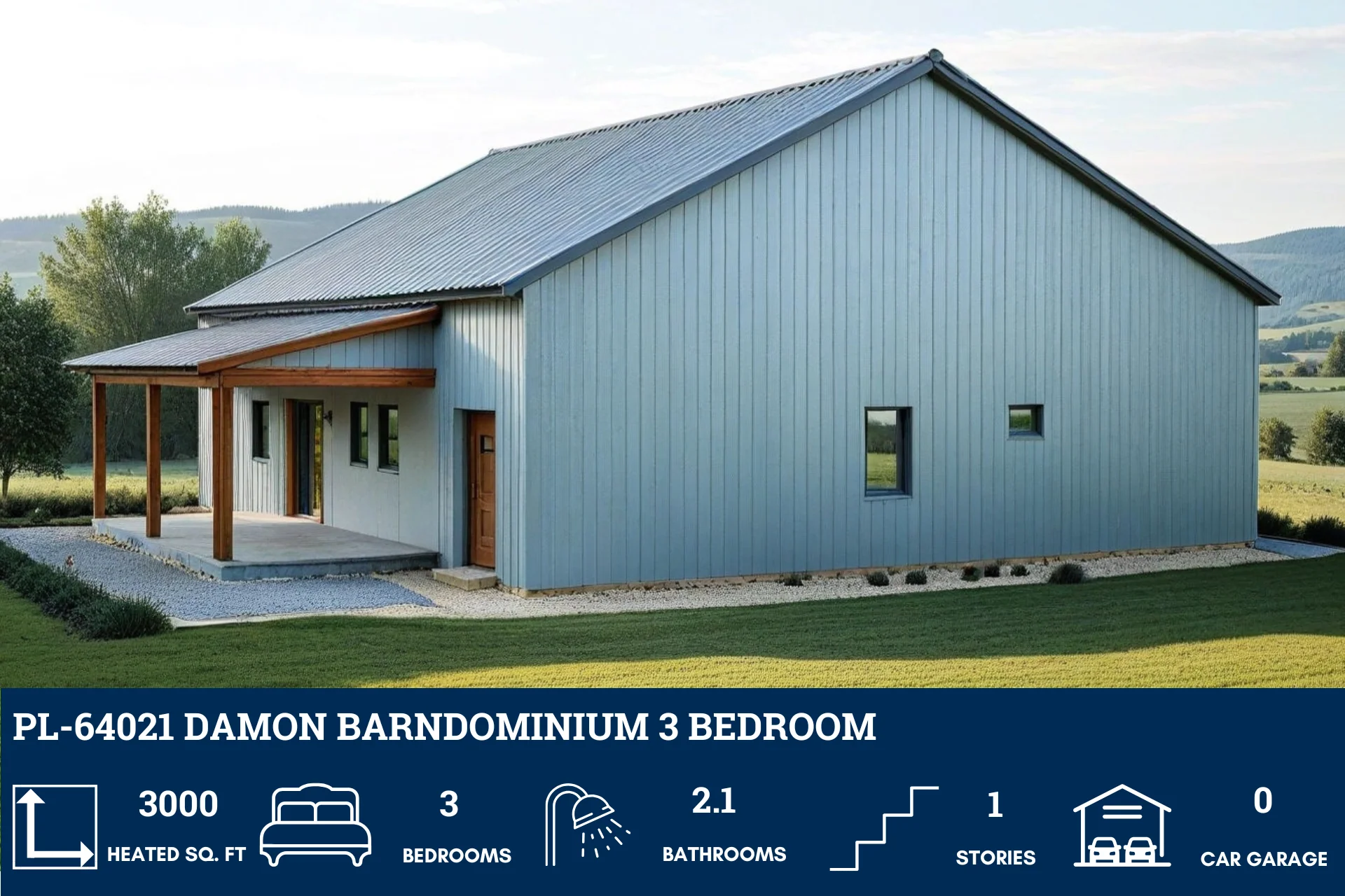 PL-64021 Damon Barndominium House Plan - Image 4