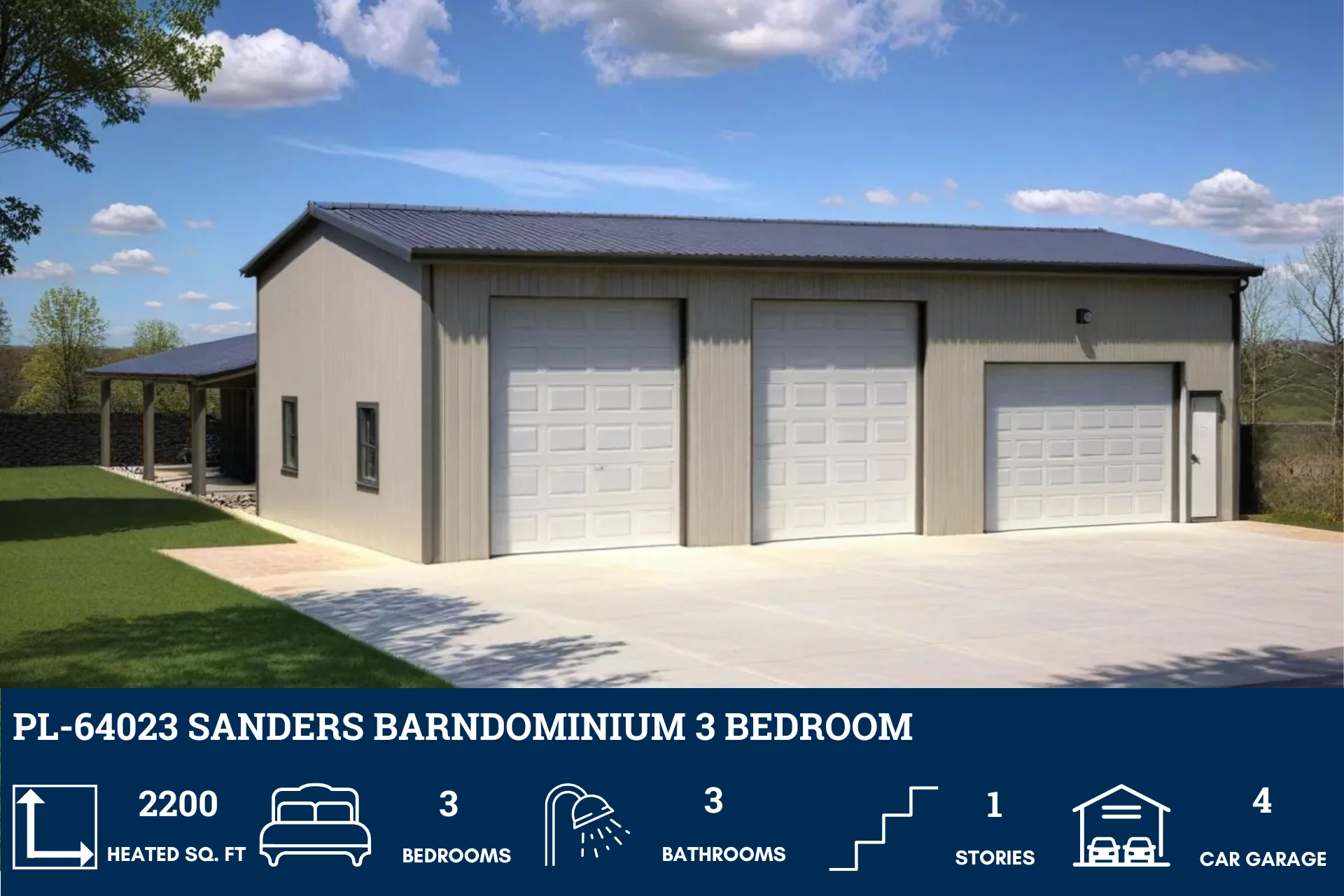 PL-64023 Sanders Barndominium House Plan - Image 4