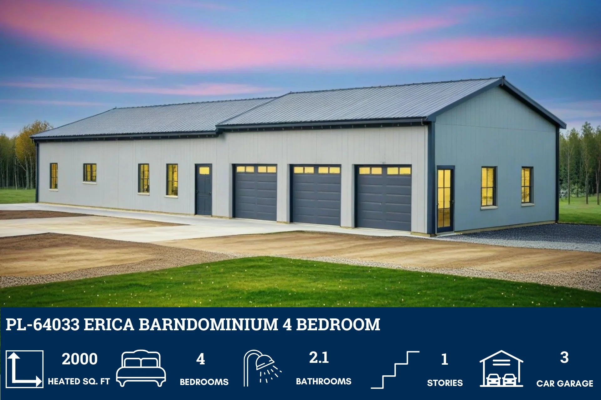 PL-64033 Erica Barndominium House Plan - Image 2