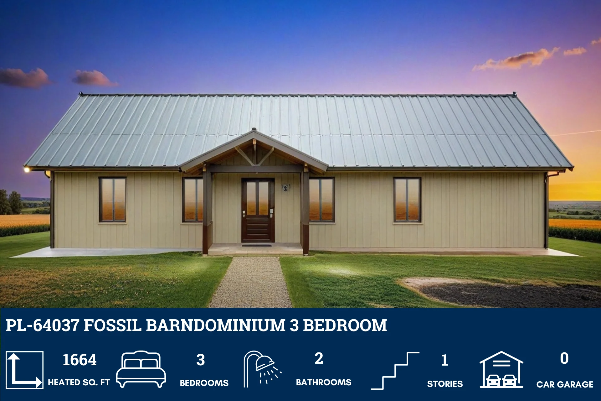 PL-64037 Fossil Barndominium House Plan - Image 2