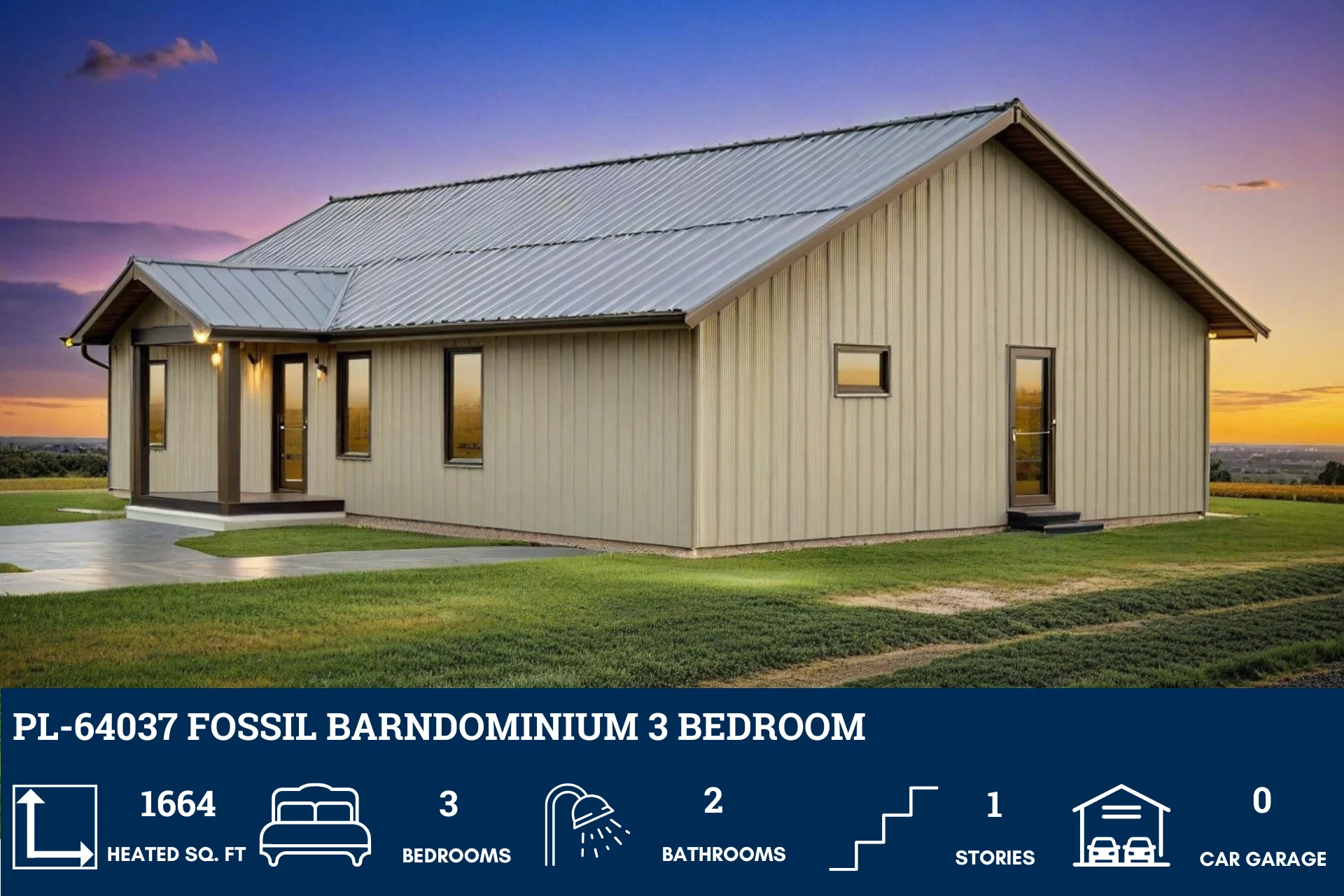 PL-64037 Fossil Barndominium House Plan - Image 3