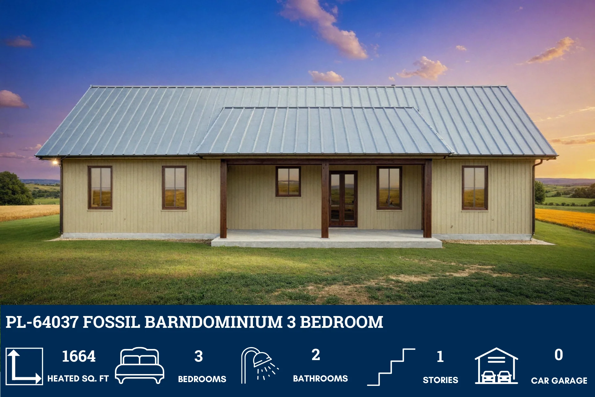 PL-64037 Fossil Barndominium House Plan - Image 4