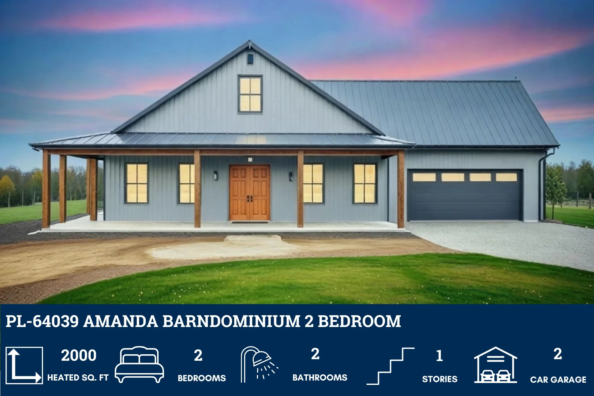 PL-64039 Amanda Barndominium House Plan - Image 2