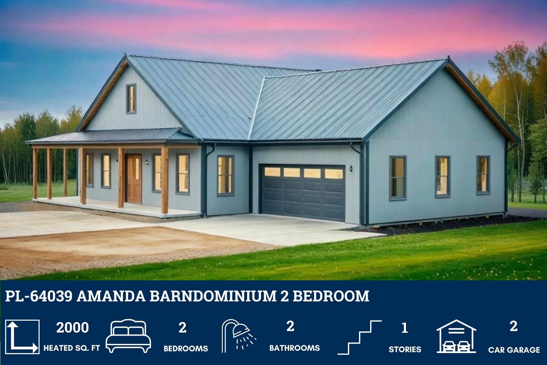 PL-64039 Amanda Barndominium House Plan - Image 3