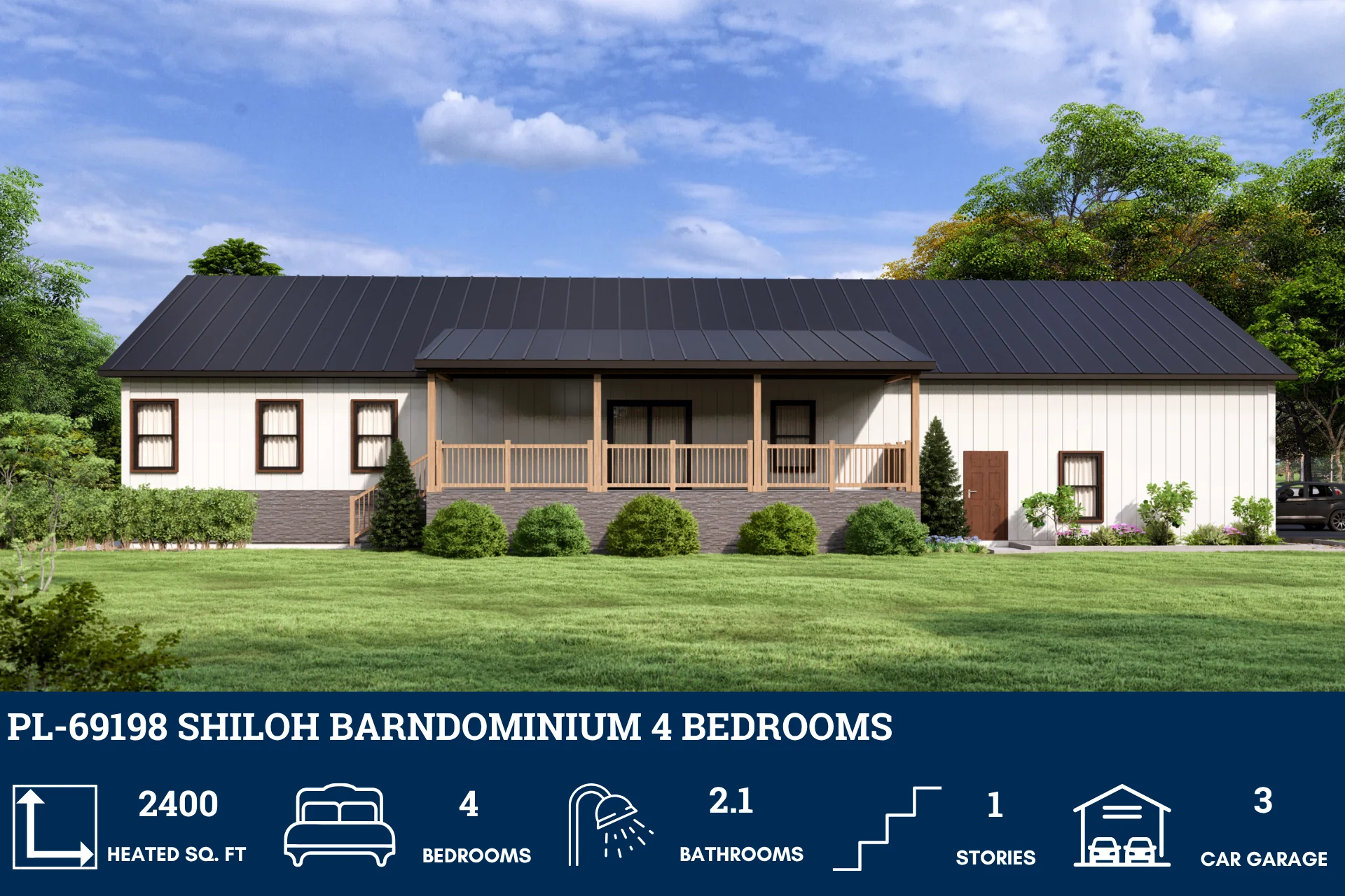 PL-69198 Shiloh Barndominium House Plan - Image 3